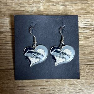 Seattle SEAHAWKS Swirl Heart Dangle Earrings 2013